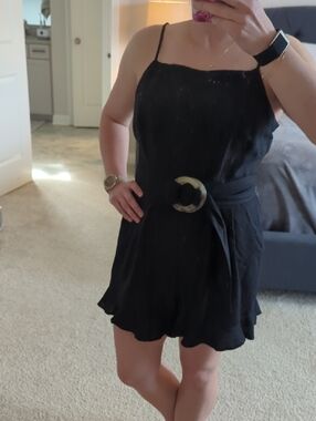 LOFT Black Linen Romper